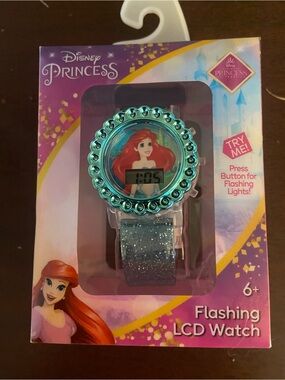 Disney Princess Ariel Glitter Strap LCD Watch - Teal & Sparkle Blue